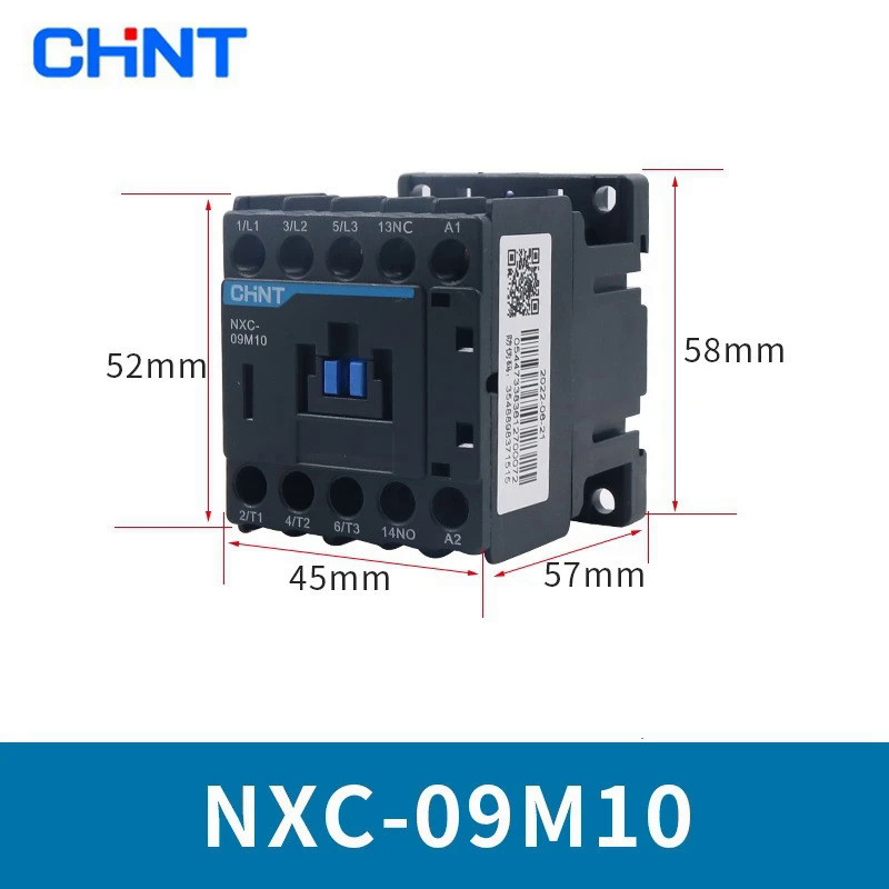 Chint Ac Schakelaar NXC-09M10 06M10 12M10 6A 9A 1NO AC220V 24V 380V Normaal เปิด Vervangen สำหรับ NC