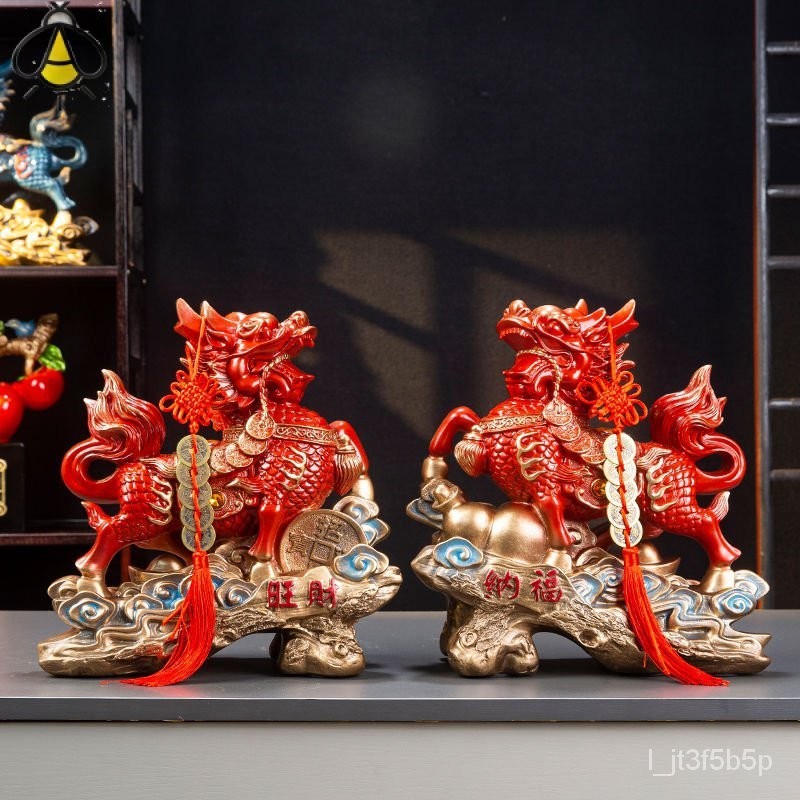 เครื่องประดับ Lucky Kylin ห้องนั่งเล่นทางเข้าสำนักงานตู้ไวน์ไฟ Kylin ส่งของขวัญพิธีขึ้นบ้านใหม่ XUQ5