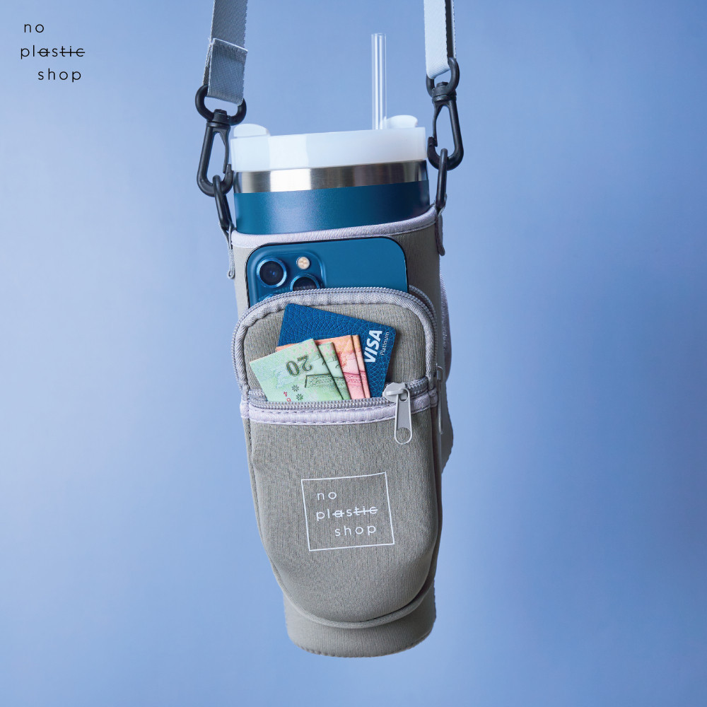 No plastic Tumbler bag กระเป๋าสะพายสำหรับพกพาขวดน้ำสแตนเลส ช่วยให้พกพาแก้วได้สะดวกสบายยิ่งขึ้น