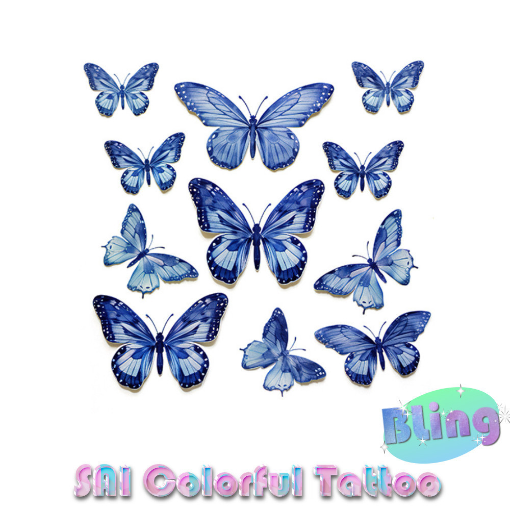 แทททู SAI COLORFUL TATTOO Bling Bling 12CM×12CM แทททูรอยสักกันน้ำ รอยสักชั่วคราว รอยสัก แขน ข้อมือ ข้อเท้า กระดูกไหปลาร้า ผีเสื้อ น่ารัก เด็กสาว เจ้าหญิง โรแมนติก เซ็กซี่ เทพธิดา 1027