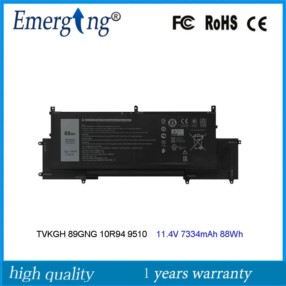 11.4V 88WH แบตเตอรี่แล็ปท็อป TVKGH สำหรับ Dell Latitude 15 9510 2-In-1 089GNG N7HT0 0HYMNG
