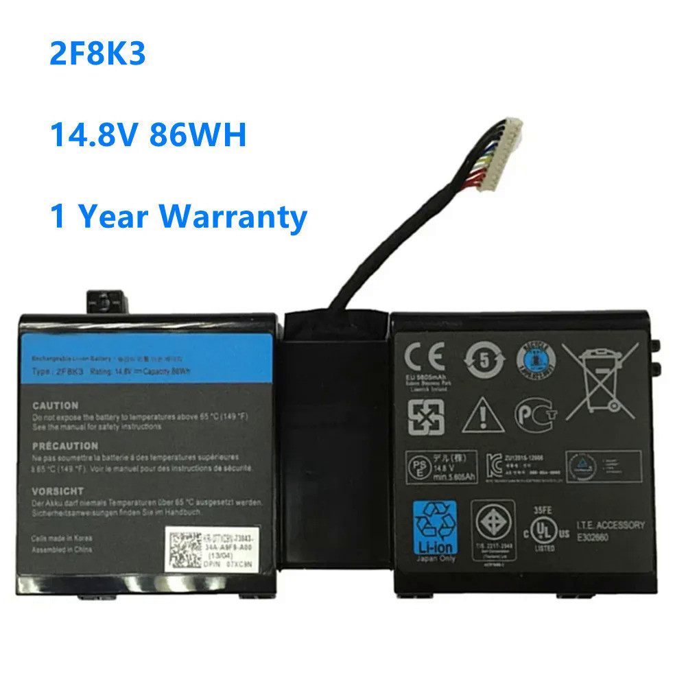 Dell laptop battery Alienware 17 18, M17X R5 M18X R3 0G33TT 0KJ2PX G33TT KJ2PX 2F8K3 V 86w
