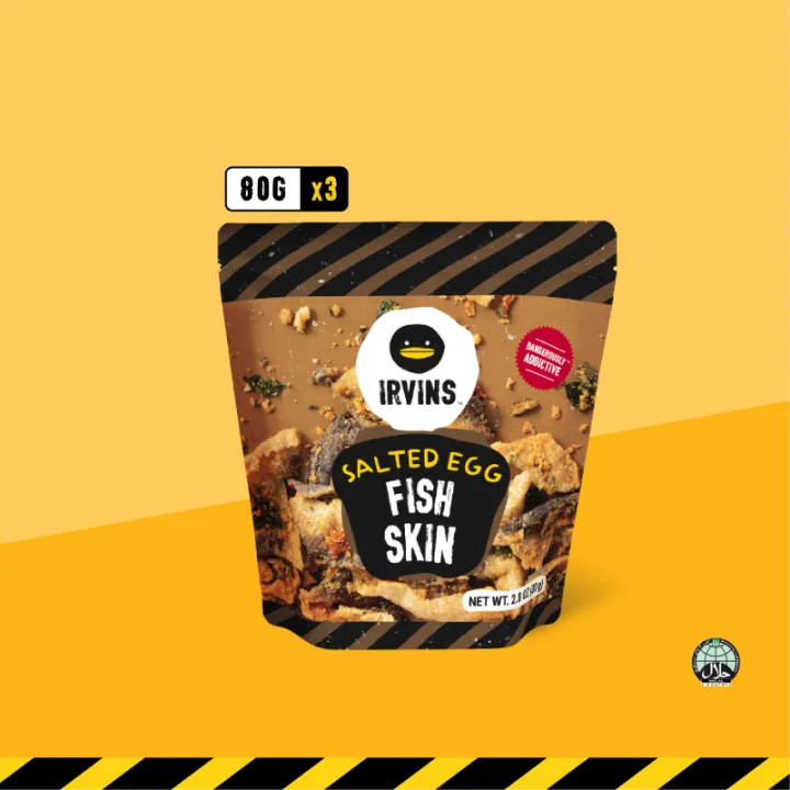 Irvins ชุดเซ็ทหนังปลาทอดกรอบเคลือบไข่เค็ม (Salted Egg Fish Skin Value Set) ขนาด 80 g x 3 pcs by Cute Products Plus