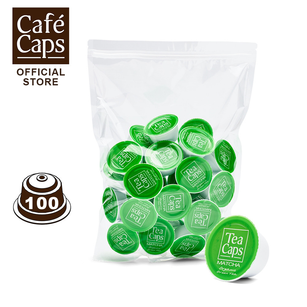 Dolce Gusto Compatible Matcha Organic Capsule - Cafecaps (1 Bag X 100 Caps) | แคปซูลชาเขียวมัทฉะ ไม่มีน้ำตาล ครีมเทียม