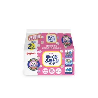 PIGEON พีเจ้น เบบี้ไวพส์ สูตรแฮนด์แอนด์เม้าท์ 70ชิ้น [แพ็ค2/4]