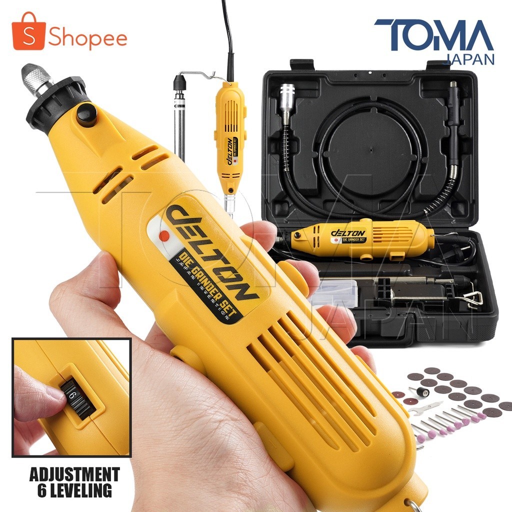 DELTON เครื่องเจียรสายอ่อน 180 วัตต์ มินิ แกะสลัก Mini Grinder Set พร้อมอุปกรณ์รวมกว่า 52 ชิ้น รุ่น DG-180S