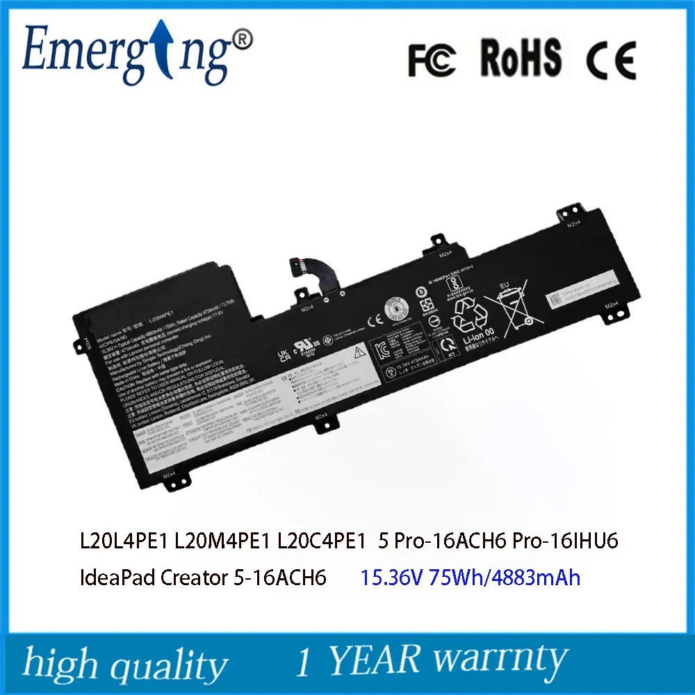 15.36โวลต์75Wh แล็ปท็อปแบตเตอรี่ L20L4PE1 L20M4PE1 L20C4PE1สำหรับ Lenovo I Deap AD 5 Pro-16 ACH6 SB1