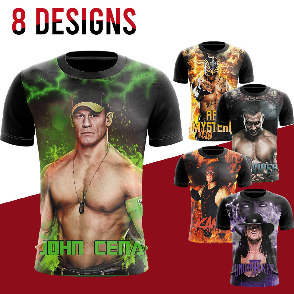 【COD】WWE Wrestling Craze Summer New Half Bleed Sublimation John Cena Kane Big Show Unisex Tshirt