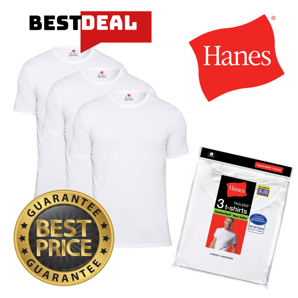 【COD】Hanes ComfortSoft Crew Neck T-Shirt LayFlat Collar 3 pcs Pack