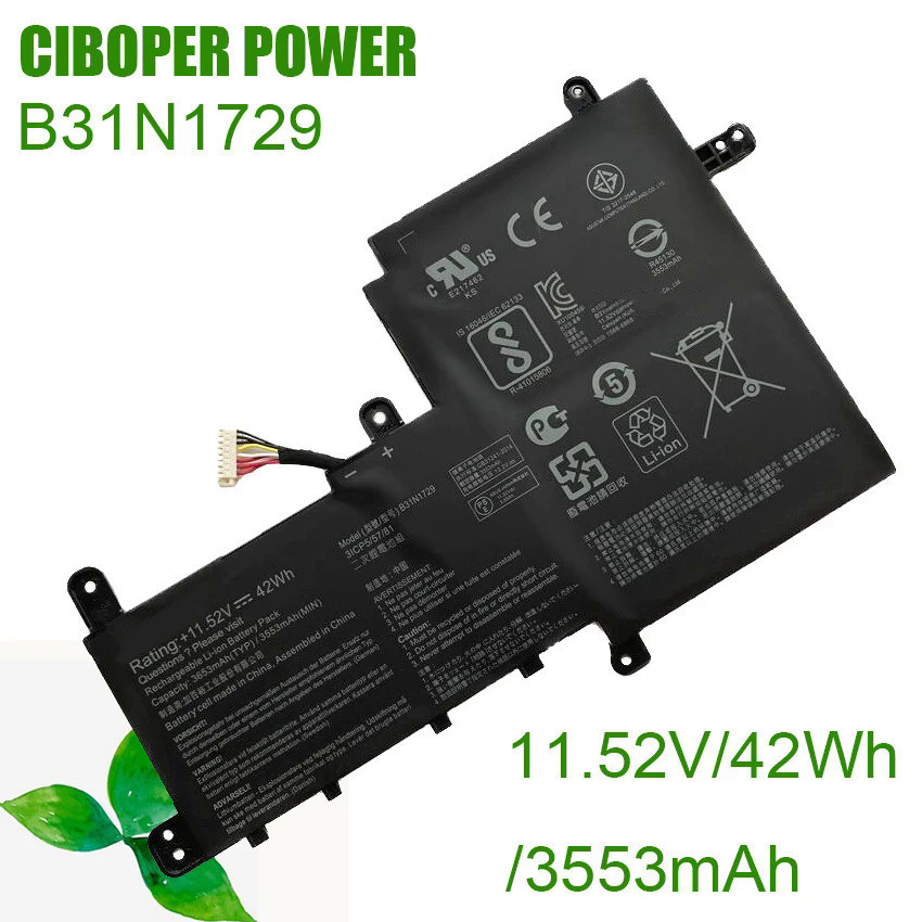 CP ของแท้แบตเตอรี่แล็ปท็อป B31N1729 11.52V/42Wh/3553MAh สำหรับ VivoBook S15 S530FA V530FF S530UA แล็