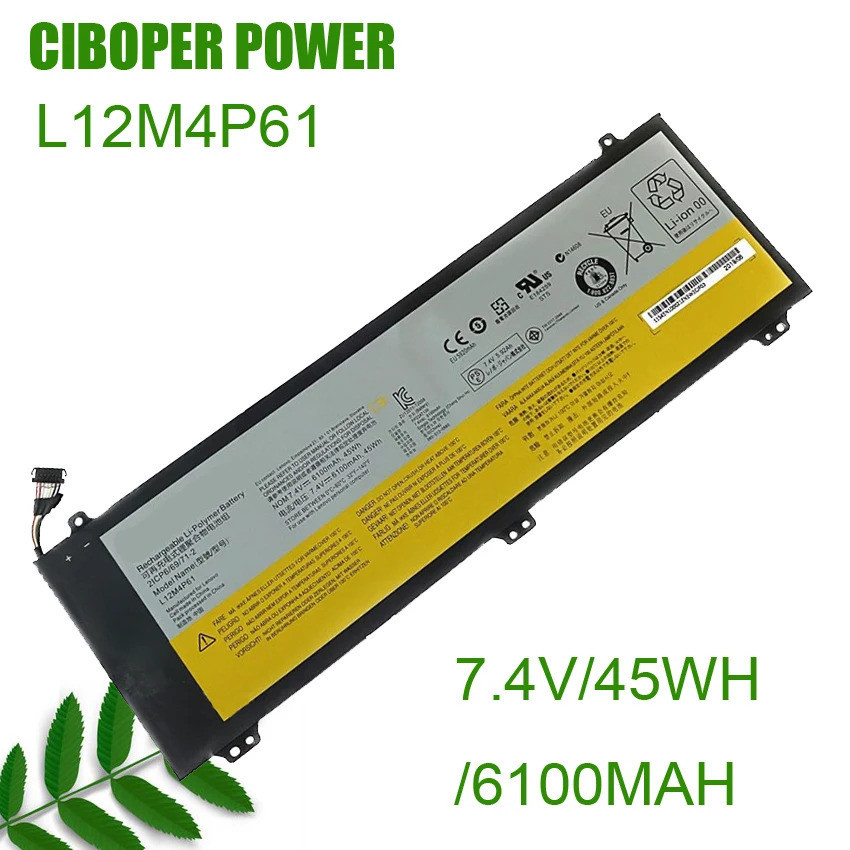 CP แบตเตอรี่แล็ปท็อปของแท้ใหม่ L12M4P61 7.4V 45WH 6100MAH สำหรับ U330 U330p U330t