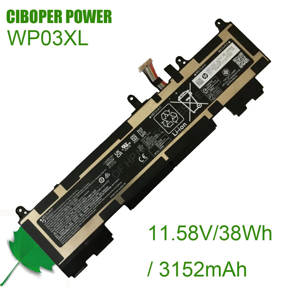 CP แบตเตอรี่เดิม WP03XL 11.58V/3152MAh/38Wh สำหรับ HSTNN-LB8W M64305-421 L78555-005 TPN-DB0K HSTNN-I