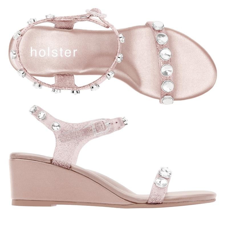 Holster Halo Wedge Clear Rose Glitter HST466CROG รองเท้าแตะส้นสูง