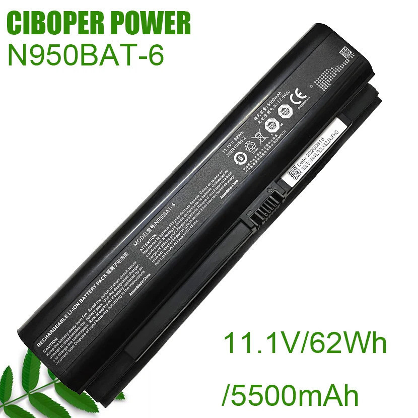 CP แบตเตอรี่แล็ปท็อปของแท้ N950BAT-6 11.1V/62Wh /5500MAh สำหรับ N950KP6 N950TD N950TP6 N957TD N957TP