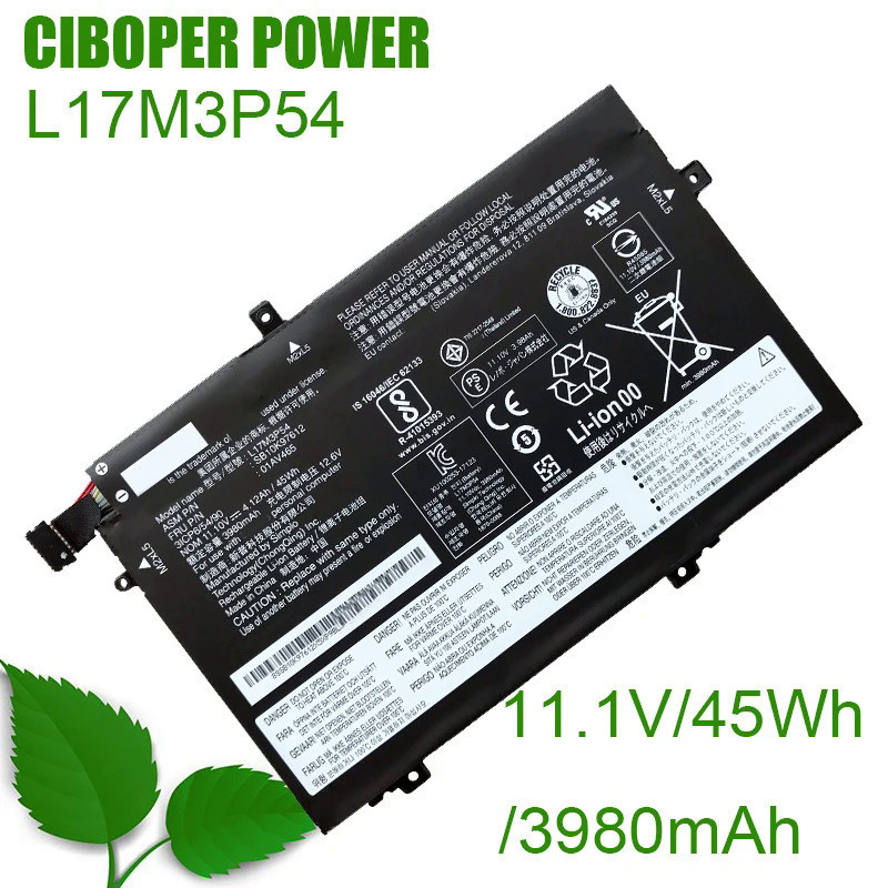 CP ใหม่ของแท้แบตเตอรี่แล็ปท็อป L17M3P54 11.1V/45WH/3980MAh L17M3P53 L17C3P52 L17L3P52สำหรับ ThinkPad