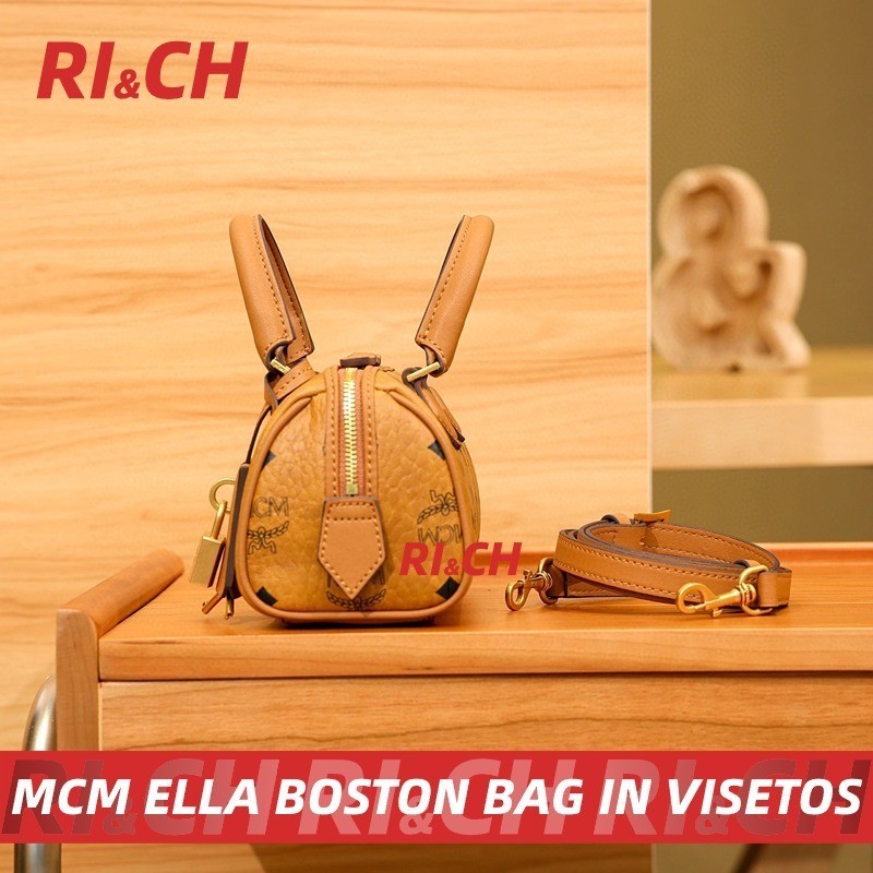 MCM Mini Ella Boston Bag IN VISETOS Natural Nappa Leather แท้💯