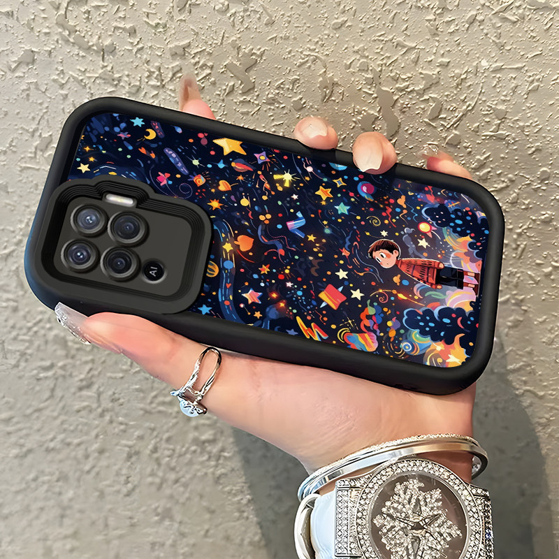 เคสสำหรับ OPPO A94 F19 Pro Reno 5F Reno 5 Lite เคสป้องกันสาวน้อยสวยดอกไม้ไฟดวงดาว