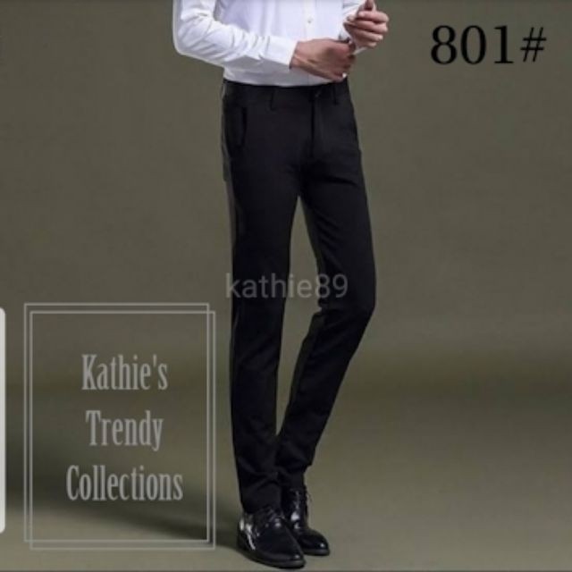 【COD】St.Anthony 801# (Chairman8000) Men's Black Skinny Slacks Pants