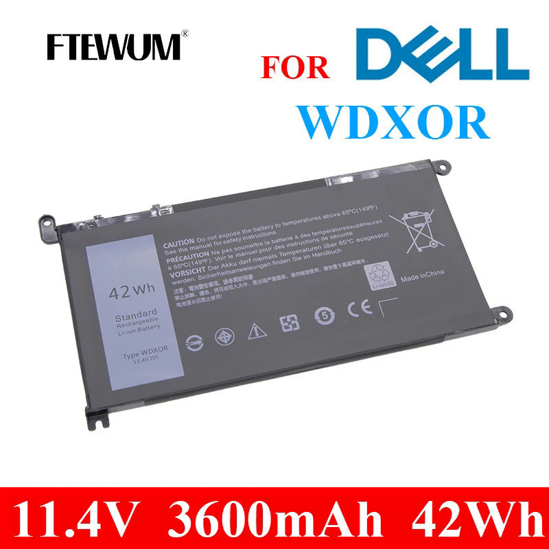 42Wh WDXOR 11.4V 4 Cells แบตเตอรี่แล็ปท็อปสำหรับ Dell Inspiron 15 7560 5538 5567 5568 13 5000 7368 1