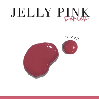 สีทาเล็บกึ่งเจล(ไม่อบ) U-DELI Pinky Jelly U-709 Vegan Nail-polish สีชมพูสุขภาพดี ชมพูโทนธรรมชาติ