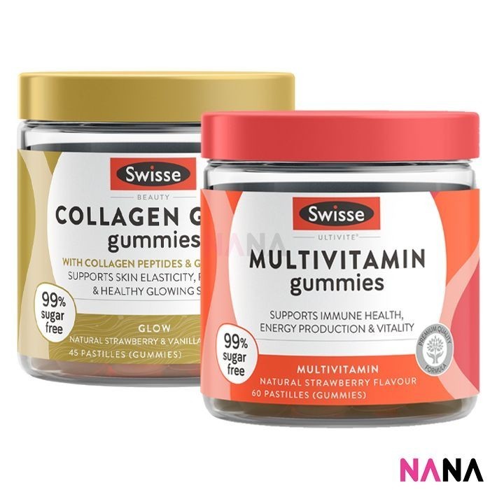 SWISSE Glow & Vitality Combo: Collagen Glow Gummies & Multivitamin Gummies