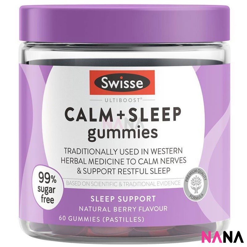 Swisse Ultiboost Calm + Sleep Gummies 60 Gummies (Pastilles) กัมมี่สำหรับผู้ที่มีปัญหาเรื่องการนอนหลับ 60 เม็ด (หมดอายุ:04 2026)