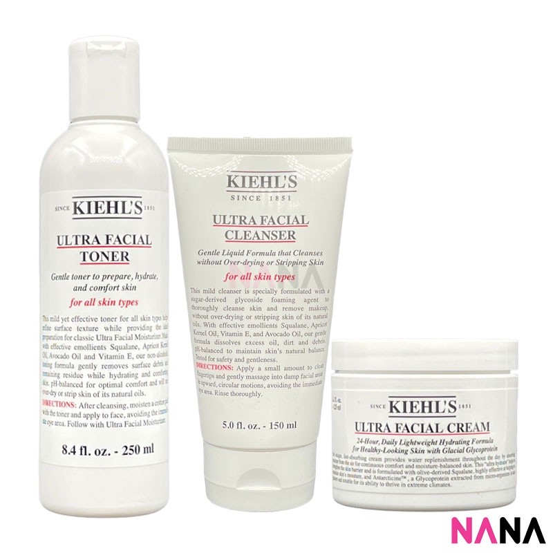 Kiehl's Ultra Facial Cleanser 150ml + Kiehl's Ultra Facial Toner 250ml + Kiehl's Ultra Facial Cream 