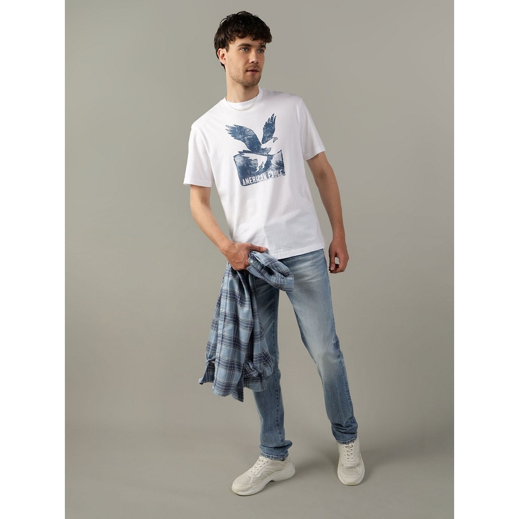 American Eagle เสื้อยืดผู้ชาย G SS SP1 OVERDYE GROUP SET IN TEE- PC DYE + SERIOUSLY SOFT สี CREAM - 017-3498-106
