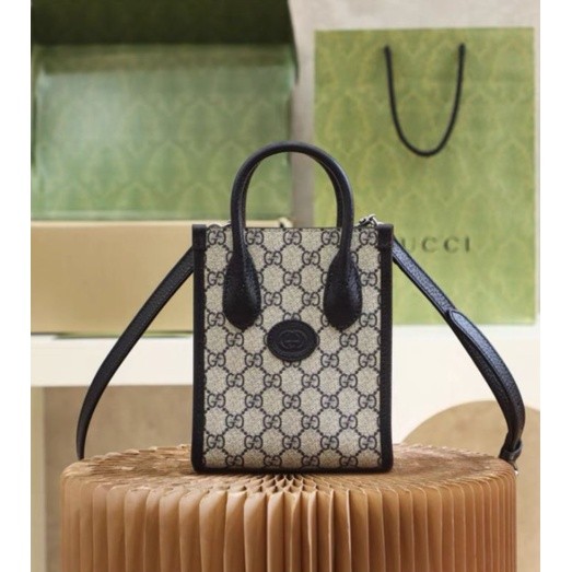 มือสอง GUCCI GG Retro Tote Bag กระเป๋าสะพายข้างกระเป๋าสะพายข้างกระเป๋าถือ Mini Unisex Ebony Black 67