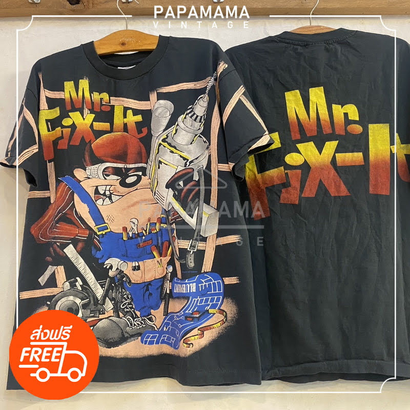 [ ลูนี่ตูนส์ ] TAZMANIAN DEVIL Mr.Fix-It OVP AOP All over print เสื้อการ์ตูน น่ารัก วินเทจ papamama 