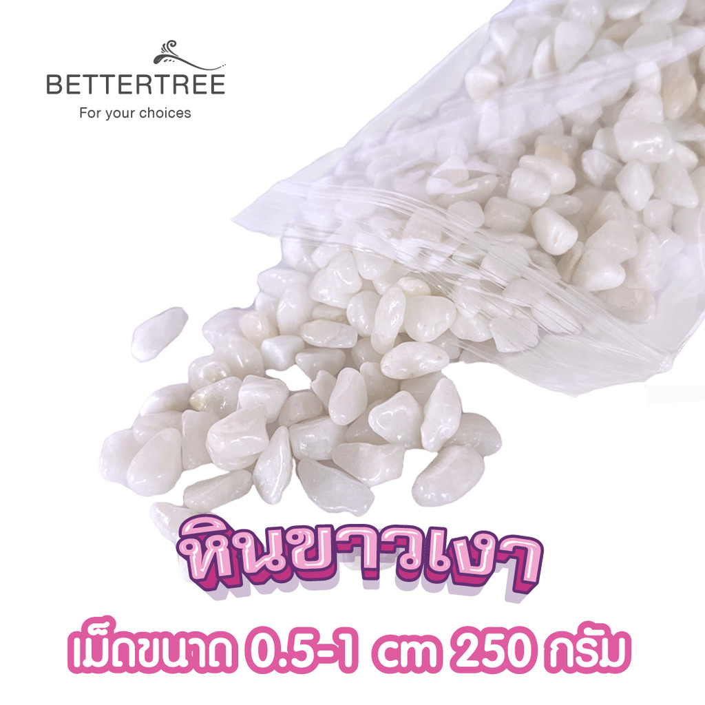 หินขาวเงา  250 กรัม  หินแม่น้ำ หินตกแต่งสวนถาด หิน