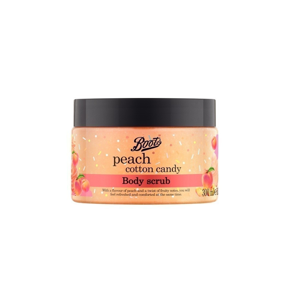 Boots Peach Cotton Candy Body Scrub 300Ml Flavour Collection บู๊ทส์ พีช คอตตอน แคนดี้ บอดี้ สครับ 300มล. เฟ เวอร์ คอลเลคชั่น