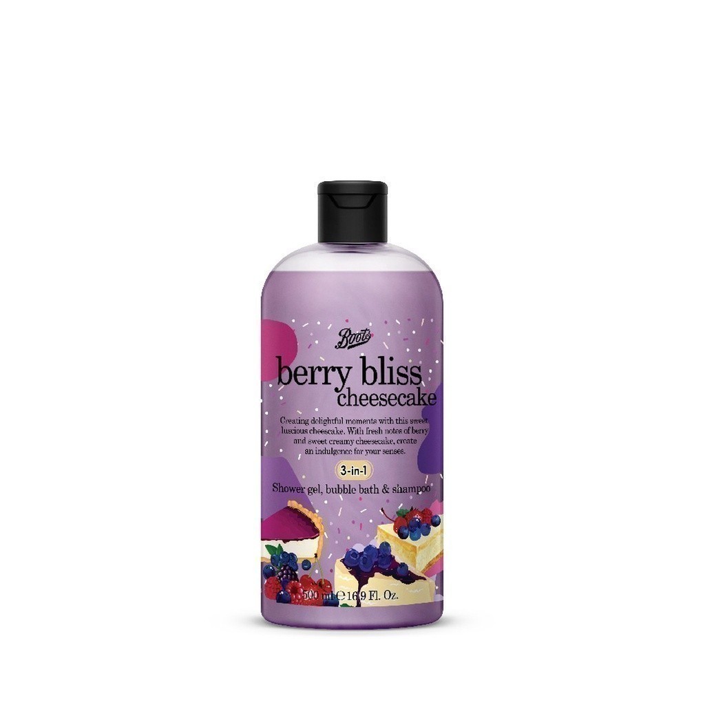 ซื้อ Boots Berry Bliss Cheesecake Shower Gel, Bubble bath & Shampoo 500 ML Flavour Collection