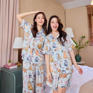 ชุดนอน Muslin pajamas [ โค้ด MUSSEP130 ลด 130 ฿]Silk Satin ( รุ่น N1111,T1111,L1111 )