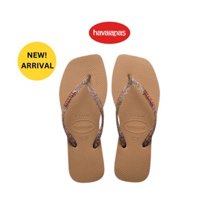 Havaianas รองเท้าผู้หญิง SLIM SQUARE LOGO METALLIC - Rose gold  รุ่น 41482573581GDXX