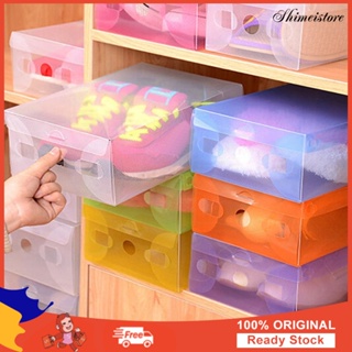 ลูกกวาดสีชัดเจนกล่องรองเท้าพลาสติกรองเท้า Lady stackable Storage Box Drawer Unit