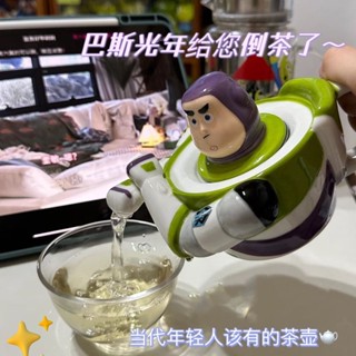 ﹍✴✁สมุดสีแดงเล่มเล็กพร้อม Disney Toy Story Buzz Lightyear Teapot Water Cup Set กาน้ำชาเซรามิกการ์ตูน