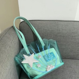 ℡Star Shell Bag กระเป๋าสะพายไหล่ PVC ใสมูลค่าสูงสาวน่ารักกระเป๋าสะพายไหล่ออกแบบเฉพาะ