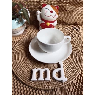ชุดกาแฟพร้อมจานรองสีขาวมี2ขนาดให้เลือก