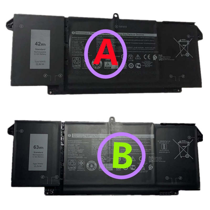 9JM71 7FMXV TN2GY 0TN2GY Laptop Battery 11.4V 42Wh  15.2V 63Wh For Dell Latitude 13 5320 (2-in-1) La