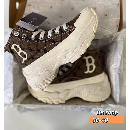 ☁✐[พร้อมส่ง] รองเท้าผ้าใบ NY หุ้มข้อ MLB Chunky Hight Mono Jacquard พร้อมกล่อง ถ่ายจากสินค้าจริง100%