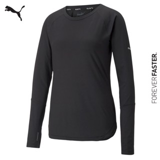 PUMA RUNNING - เสื้อวิ่งคอกลมผู้หญิงแขนยาว Run Cloudspun Long Sleeve Running Tee สีดำ - APP - 52214901