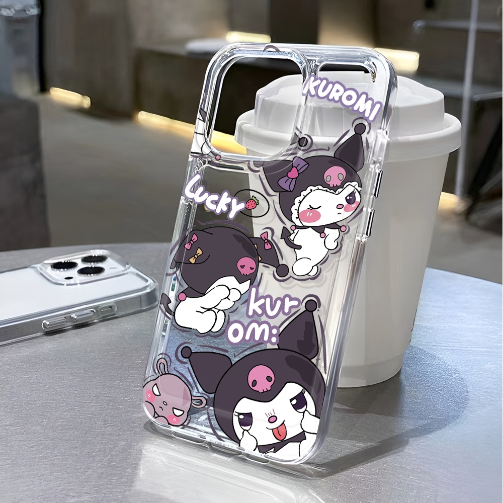 เคสโทรศัพท์มือถือ ป้องกันกระแทก ลายการ์ตูนอวกาศคุโรมิน่ารัก สําหรับ iphone 15 pro max 11 14 13 12 7 8 Plus X XR XSMax