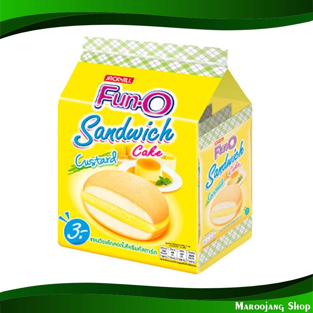 แซนวิชเค้กสอดไส้ครีมคัสตาร์ด ฟันโอ 13 กรัม x 12 ชิ้น Cake Sandwich Stuffed With Custard Cream Fun O