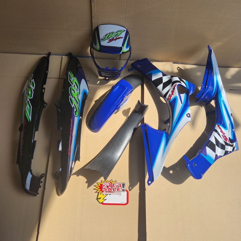 ชุดสี Jr 120 สีน้ำเงินดำ เฟรมรถ jr ยกชุด 6ชิ้น พร้อมชิ้นดำด้าน1ชิ้น