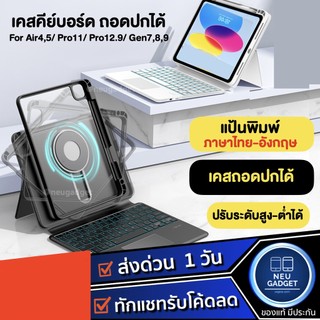 [หมุนได้+ถอดปกได้❗]เคสคีย์บอร์ดสำหรับไอแพด NEU ปรับระดับสูง-ต่ำได้ Air8 Air7 Air6,5 Gen9 Gen11 Pro11 Pro12.9 หมุน360องศา
