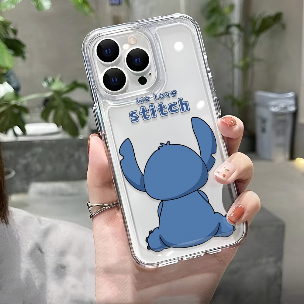เคสโทรศัพท์มือถือ แบบใส ลายการ์ตูน Stitch น่ารัก สําหรับ iphone 15 pro max 14 11 13 12 7 8 Plus X XR XSMax