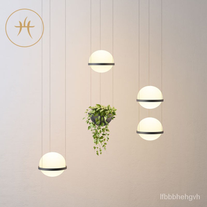 Front Desk Milk Tea Cafe Bar Showcase Background Decorative Plant Lamps Nordic Bedroom Yali Chandeli