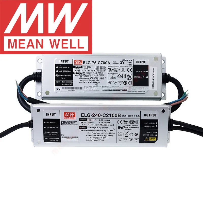 Bem Médio ELG-75-C350A /B/ab Ip65ภายนอก/Ip67 Led Power 60-75W/350ma/107-214V Modo De Corrente Consta