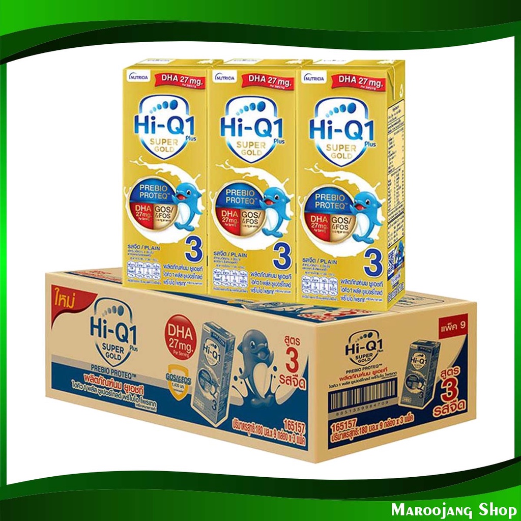 1 พลัส ซูเปอร์โกลด์ นมยูเอชที สูตร 3 รสจืด ไฮคิว 180 มล(27กล่อง) 1 Plus Super Gold UHT Milk Formula 3 Plain Flavor Hi-Q